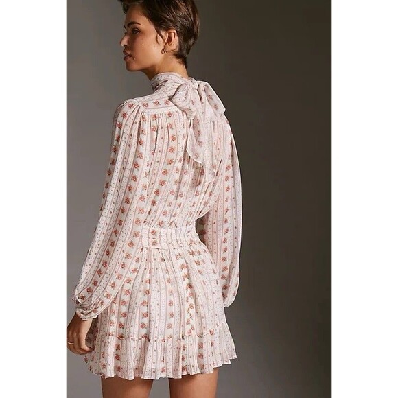 Anthropologie Let Me Be Mock Neck Sheerf Long Sleeve Mini Dress XS Cottagecore - Picture 9 of 16